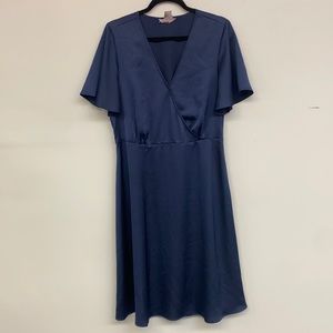 H&M navy satin dress. Gently used. Size 12.